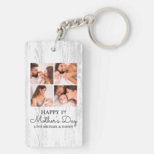 Schattigee eerste Moederdag moderne fotocollage Sleutelhanger (achterkant)