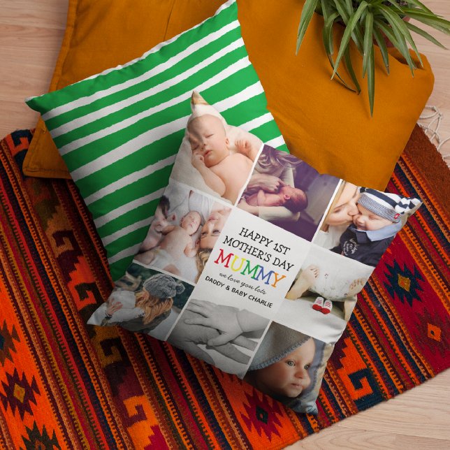 Schattigee eerste Moederdag mummie | Fotocollage Kussen (Creator heeft geüpload)