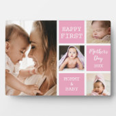 Schattigee eerste Moederdag Pink 4 fotocollage Fotoplaat (voorkant)