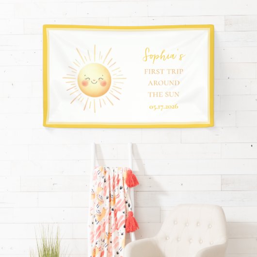 Schattigee eerste reis rond de zon Verjaardag Welk Spandoek (Insitu)