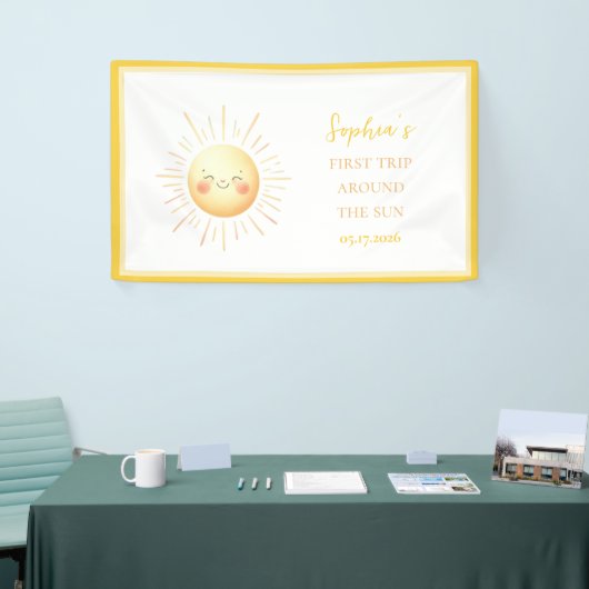 Schattigee eerste reis rond de zon Verjaardag Welk Spandoek (Beurs)