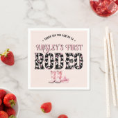 Schattigee eerste Rodeo Roze gepersonaliseerde 1e  Servet (Insitu)
