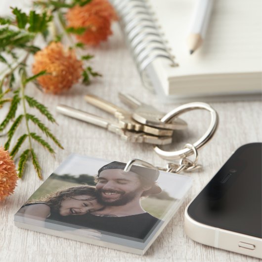 Schattigee eerste Vaderdag Daddy Daughter Naam Fot Sleutelhanger (Voorkant Rechts)