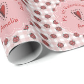 Schattigee eerste Valentijnsdag roze en rode lieve Cadeaupapier (Rol Hoek)