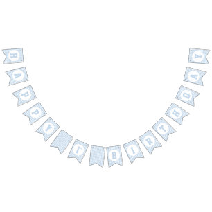 Schattigee eerste verjaardag blauw geruite patroon vlaggetjes