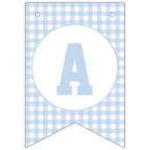 Schattigee eerste verjaardag blauw geruite patroon vlaggetjes (Tweede vlag)