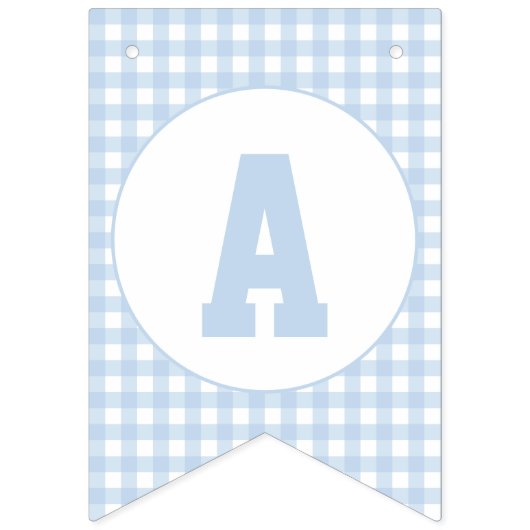 Schattigee eerste verjaardag blauw geruite patroon vlaggetjes (Tweede vlag)