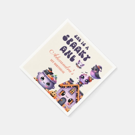 Schattigee eerste verjaardag van Halloween Servet (Hoek)