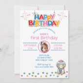 Schattigee eerste verjaardagsfoto Kleurrijke Gumba Kaart (Voorkant)