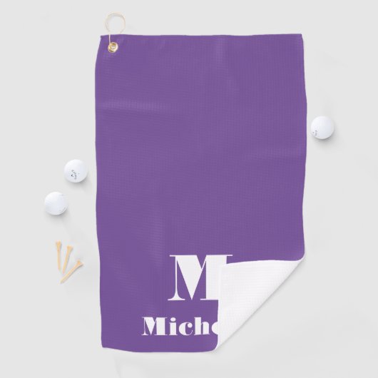 Schattigee effen kleur Paarse naam Initiaal letter Golfhanddoek (Insitu)