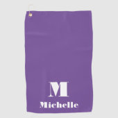 Schattigee effen kleur Paarse naam Initiaal letter Golfhanddoek (Voorkant)