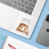 Schattigee Egel aangepaste tekst Sticker (Laptop met iPhone)