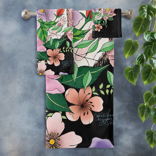Schattigee egel bloemen bad handdoek