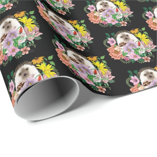 Schattigee egel bloemen cadeaupapier (Rol Hoek)