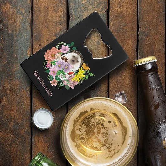 Schattigee egel bloemen creditkaart flessenopener