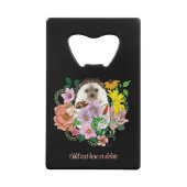 Schattigee egel bloemen creditkaart flessenopener (Voorkant)