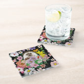 Schattigee egel bloemen glazen onderzetter (Schuin)