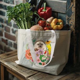 Schattigee egel bloemen grote tote bag