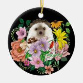 Schattigee egel bloemen keramisch ornament (Voorkant)