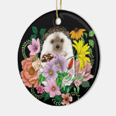 Schattigee egel bloemen keramisch ornament (Links)