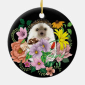 Schattigee egel bloemen keramisch ornament (Achterkant)