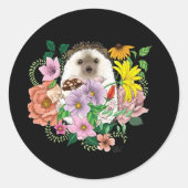 Schattigee egel bloemen ronde sticker (Voorkant)