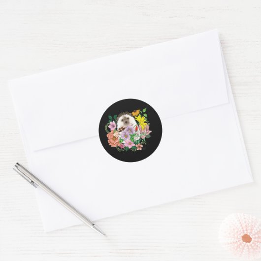 Schattigee egel bloemen ronde sticker (Envelop)