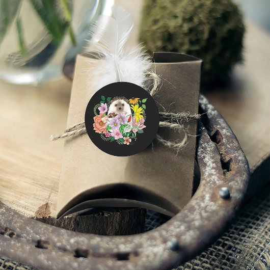 Schattigee egel bloemen ronde sticker