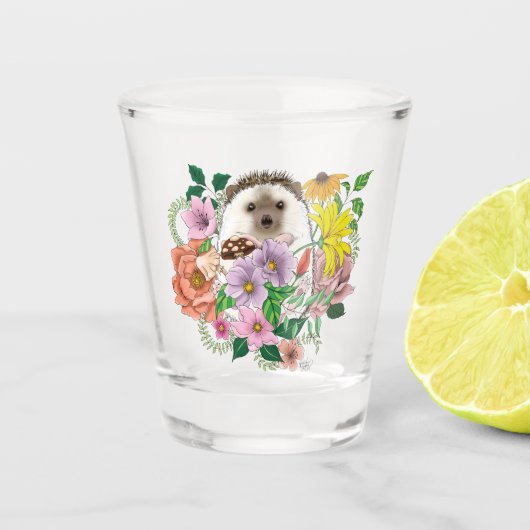 Schattigee egel bloemen shot glas (Voorkant)