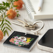 Schattigee egel bloemen sleutelhanger (Voorkant Rechts)
