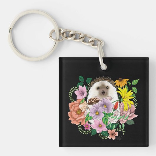 Schattigee egel bloemen sleutelhanger (Voorkant)
