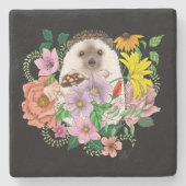 Schattigee egel bloemen stenen onderzetter (Voorkant)