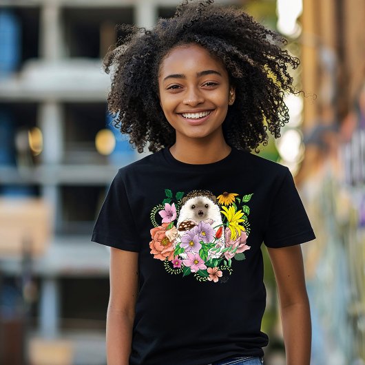 Schattigee egel bloemen t-shirt