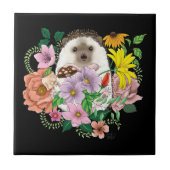 Schattigee egel bloemen tegeltje (Voorkant)