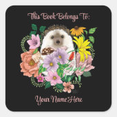 Schattigee egel bloemen vierkante sticker (Voorkant)