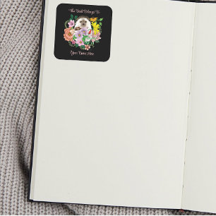 Schattigee egel bloemen vierkante sticker