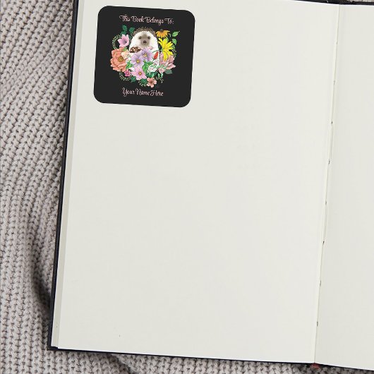 Schattigee egel bloemen vierkante sticker