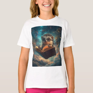 Schattigee egel boekenwurm in een melkweg van verh t-shirt