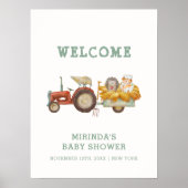 Schattigee Egel Boerderij Tractor Baby shower Welk Poster (Voorkant)