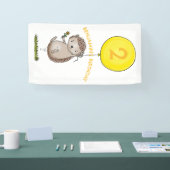 Schattigee egel cartoon gepersonaliseerde verjaard spandoek (Beurs)