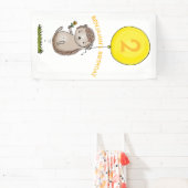 Schattigee egel cartoon gepersonaliseerde verjaard spandoek (Insitu)