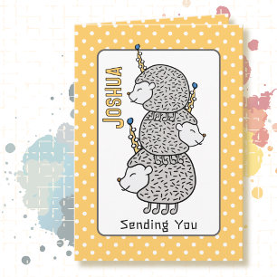 Schattigee egel Cartoon Happy Birthday voor kinder Kaart