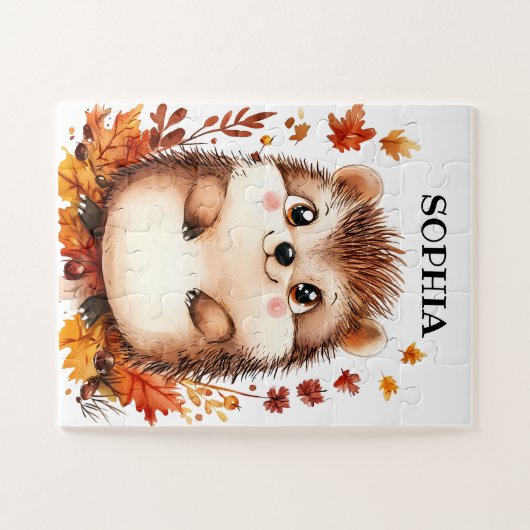 Schattigee egel gepersonaliseerde naam moderne die legpuzzel (Horizontaal)