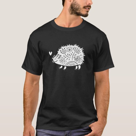 Schattigee egel Graphic Flower met hart Dierlijke T-shirt (Voorkant)