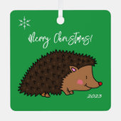 Schattigee Egel Groen en Wit Metalen Ornament (Voorkant)