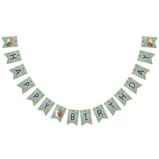 Schattigee egel Happy Birthday Banner - Rustieke B (Alle)