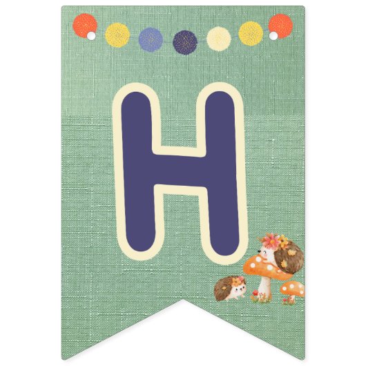 Schattigee egel Happy Birthday Banner - Rustieke B (Tweede vlag)