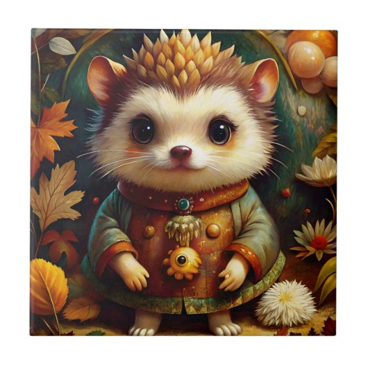 Schattigee egel herfst tegeltje (Voorkant)