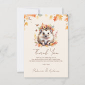 Schattigee egel Herfst Woodland Baby shower Bedankkaart (Voorkant)