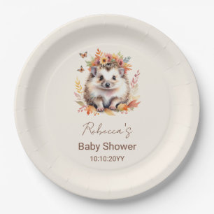 Schattigee egel Herfst Woodland Baby shower Papieren Bordje